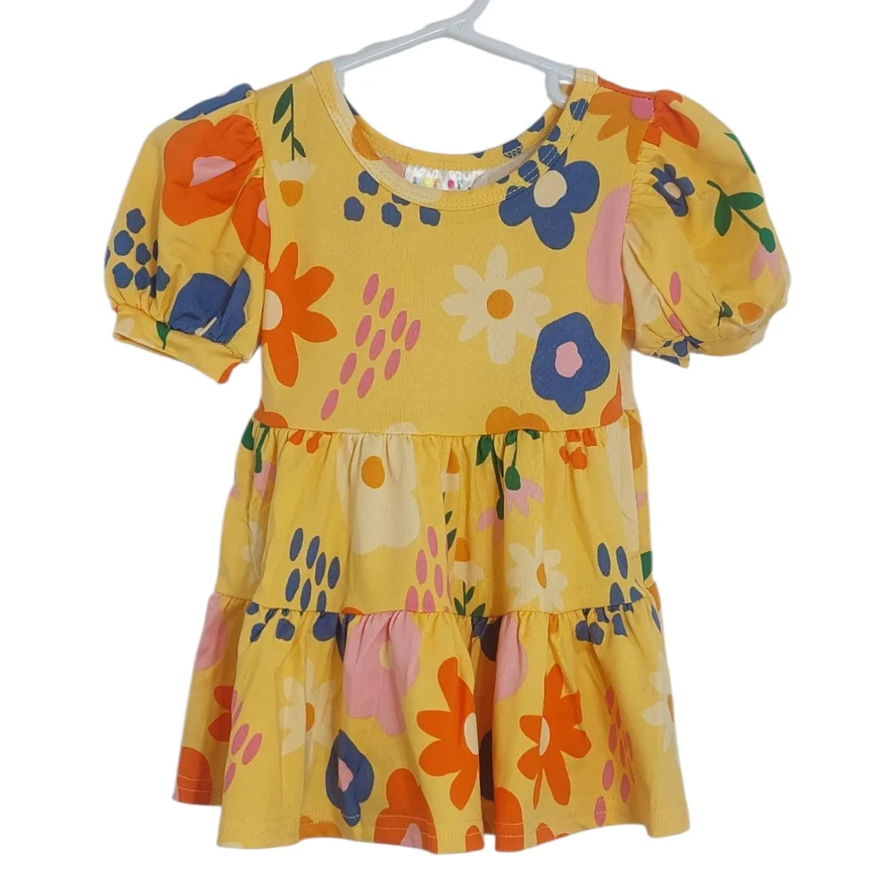 Dot Dot Smile Sunshine Blossom Tier Dress Baby Girls Size 6 to 12 months